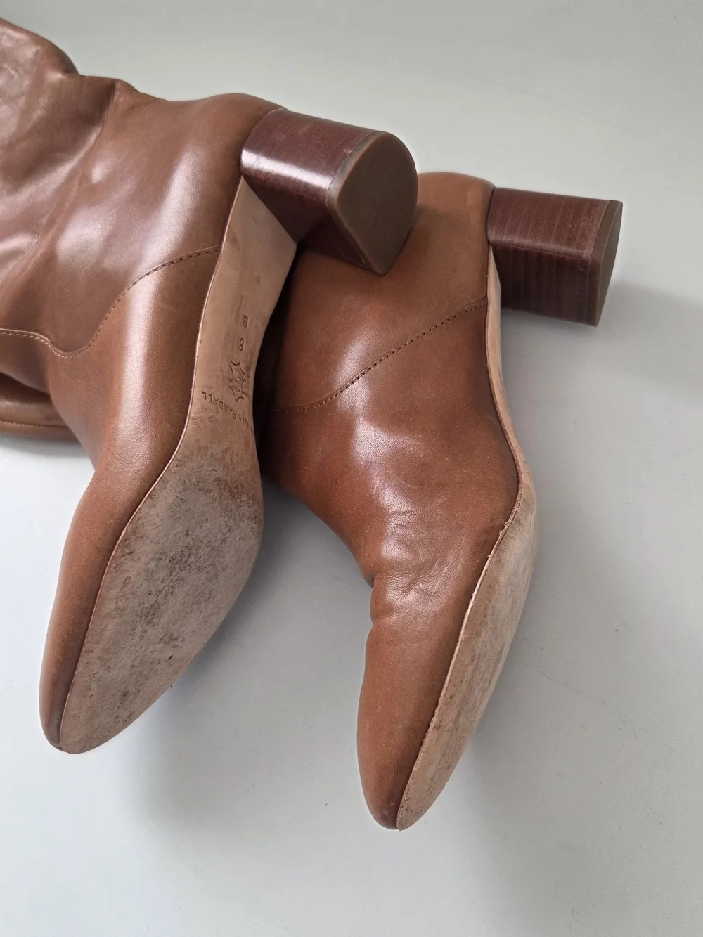 Loeffler Randall Gia Leather Tall Block Heel Boots Size 8